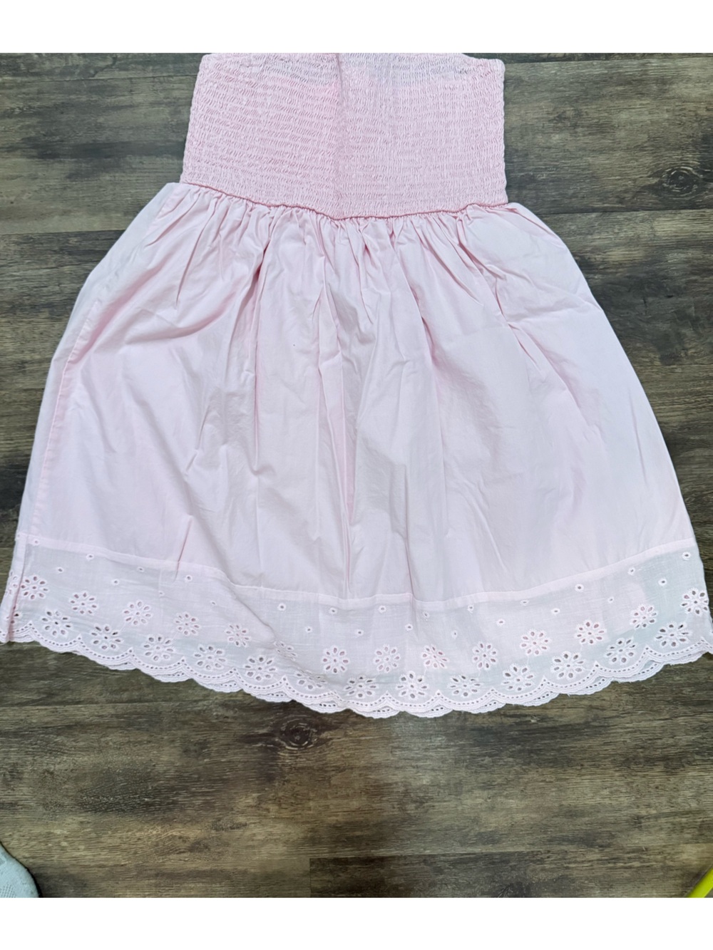 Altar'd State Light Pink Strapless Eyelet Hem Dress